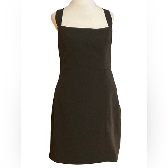 Lulus Black Square Neck Mini Dress Size L NWT Bodycon Sheath LBD Cocktail Party - Picture 3 of 12